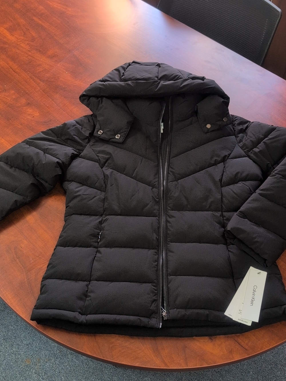 Calvin Klein Black Quilted Hooded Puffer Coat